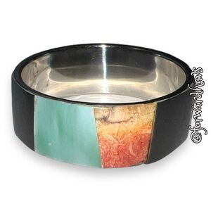 Modern Inlay Bangle Bracelet – Multi-Color Resin Segments